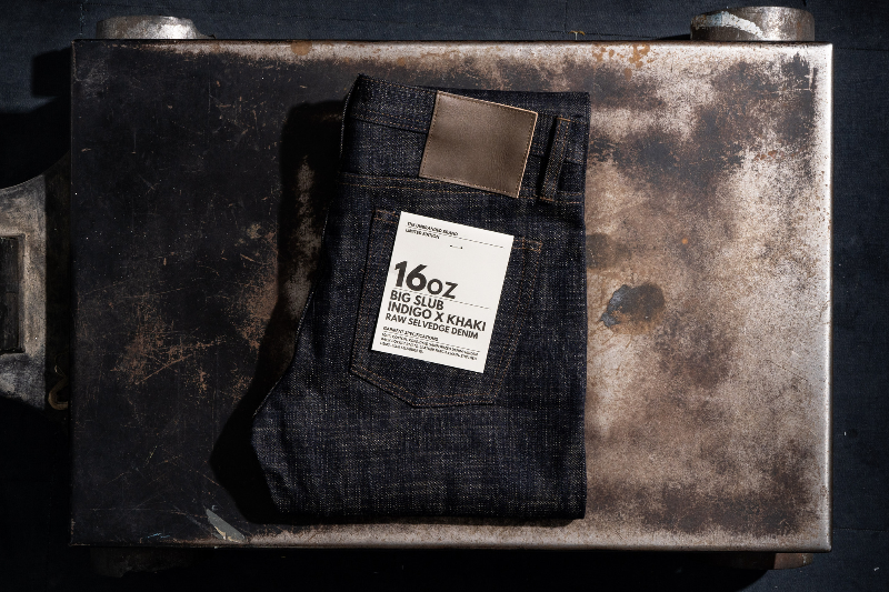 16oz Big Slub Indigo x Khaki Folded Flat